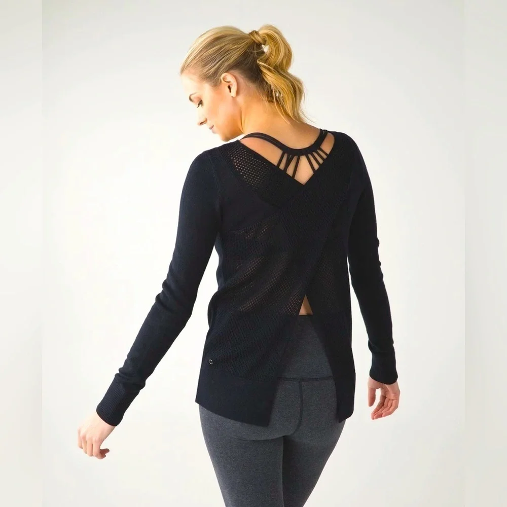 Lululemon Sunset Savasana Pullover II Knit Sweater Open Back